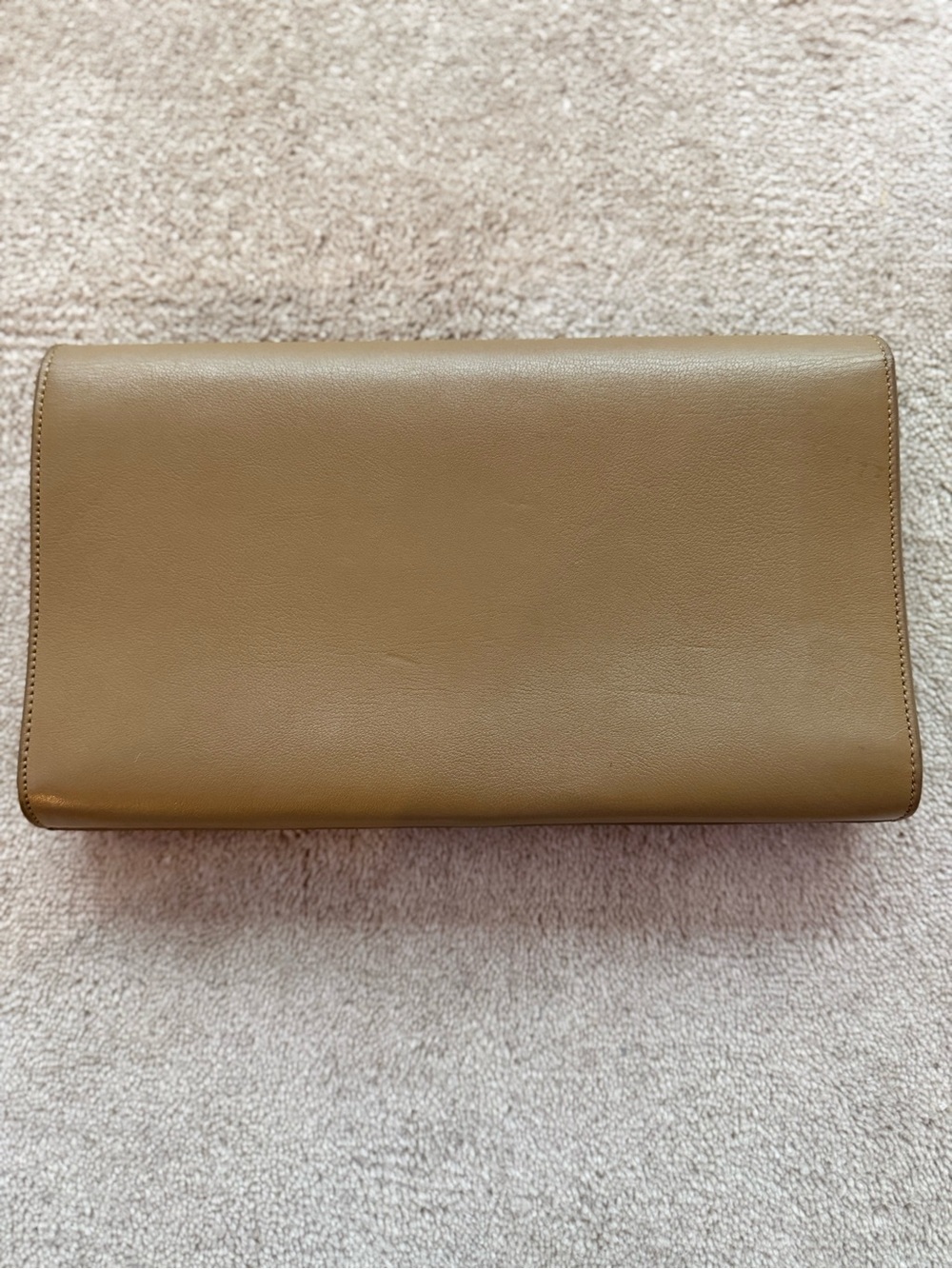 Saint Laurent Camel Leather Envelope Clutch with Embossed YSL - Picture 11 of 12